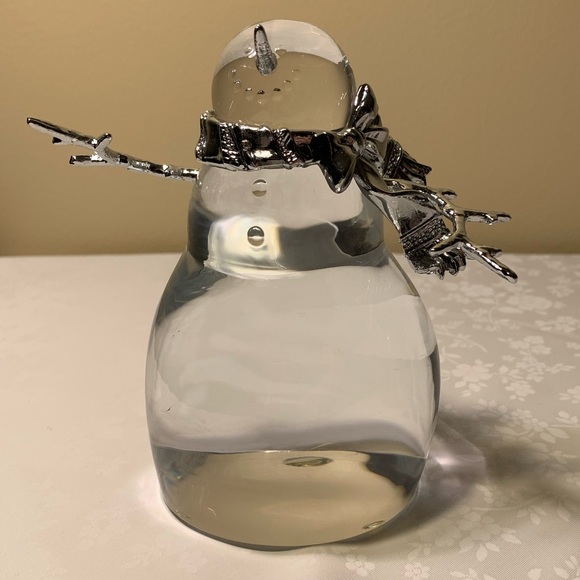 Source Unknown Other - GUC Snowman - Cheerful, Lead Crystal, Silver Stick Arms, Eyes, & Mouth - CUTE!
